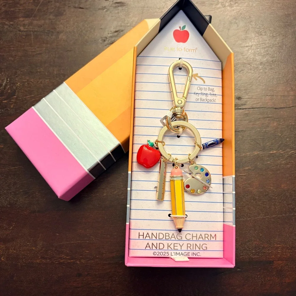 True to Form Teacher Gift Keychain Bag Charm Charm Key Ring Back to School NIB
